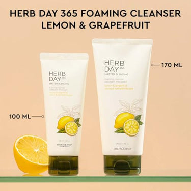 The Face Shop Herb Day 365 Lemon & Grapefruit Face Wash With Vitamin C & Glycolic Acid For Brighter And Glowing Skin | Made in Korea | 100ML